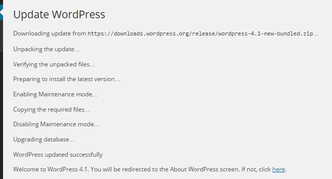 Your Worpress is being updated to 4.1