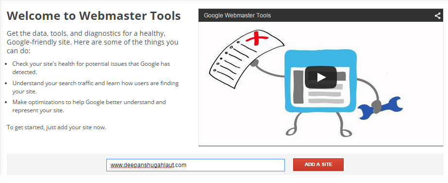 Add Site To Google Webmaster Tool