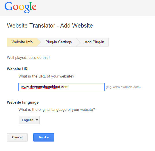 Google Translator - Website Info