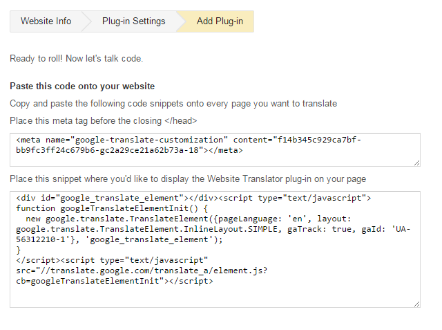 Google Website Translator Code
