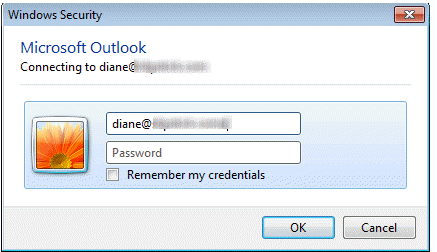Enter Network Password Dialog in Outlook