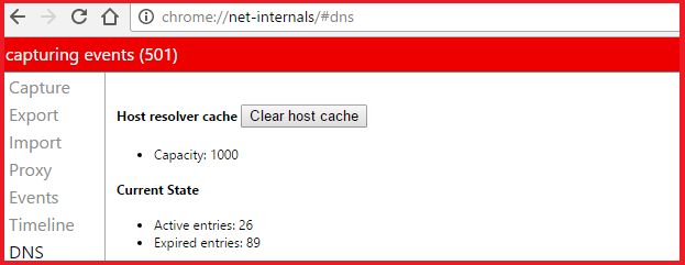 clear host cache in chrome