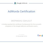 Google Adwords Certificate - Deepanshu Gahlaut